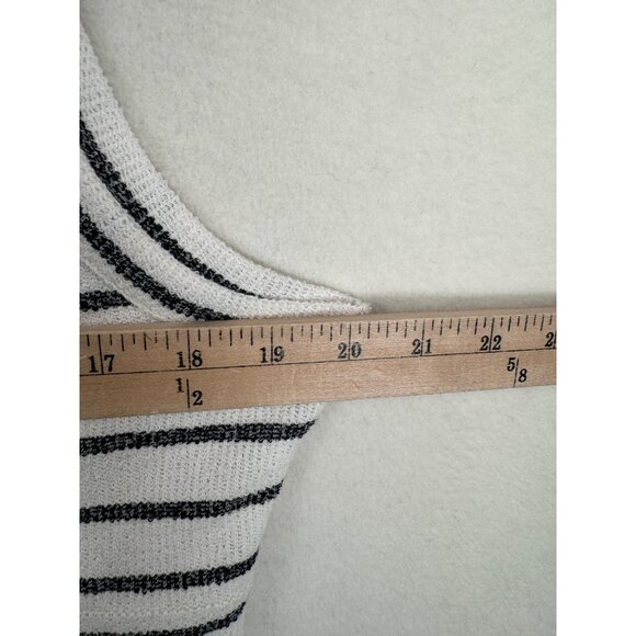 Madewell Split-Crewneck Cardigan Tank Button-Front Striped Lighthouse Size XL - Picture 5 of 6